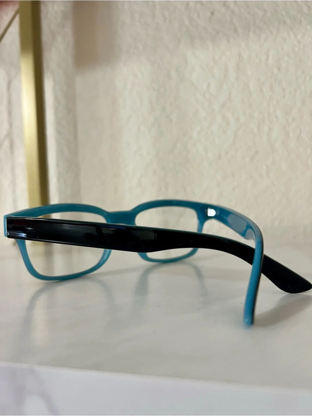 Cyrus Blue Light Blocking Black and Teal Rectangular Glasses